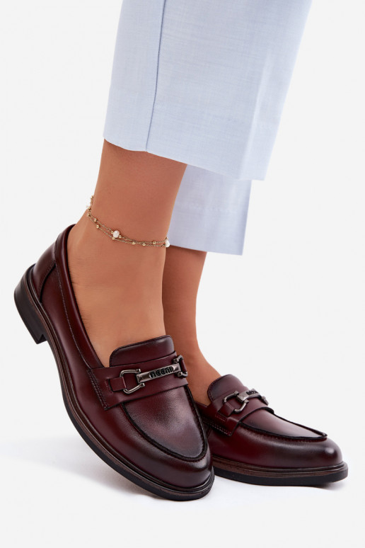 Mocasines de mujer de cuero burdeos Vinceza 39983