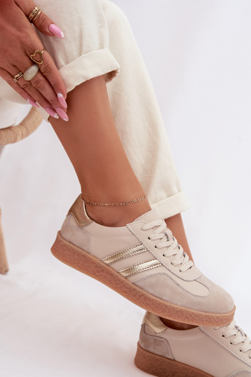 Zapatillas de mujer de cuero S.Barski LR61-7059 arena