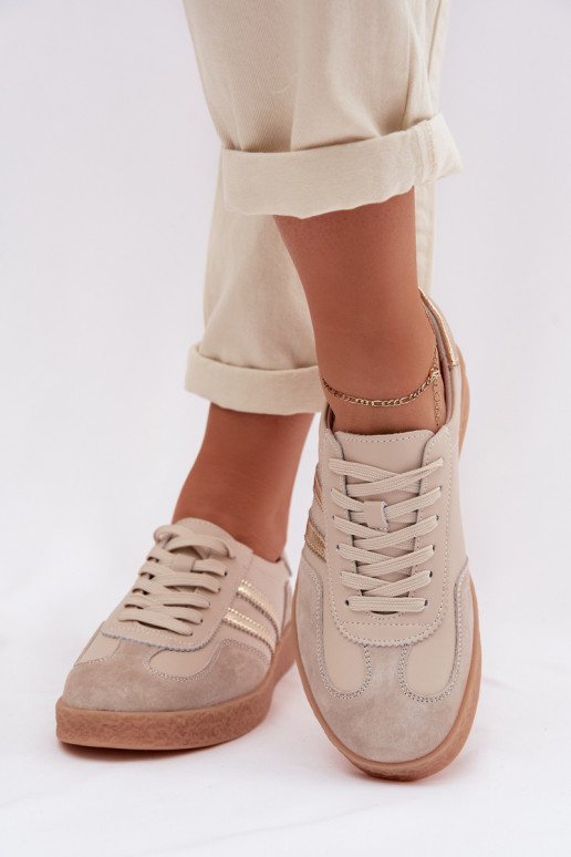 Zapatillas de mujer de cuero S.Barski LR61-7059 arena