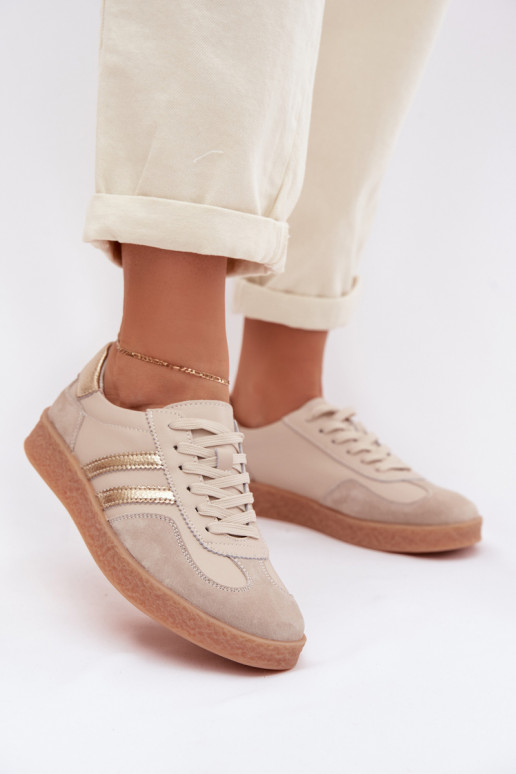 Zapatillas de mujer de cuero S.Barski LR61-7059 arena