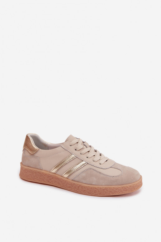 Zapatillas de mujer de cuero S.Barski LR61-7059 arena
