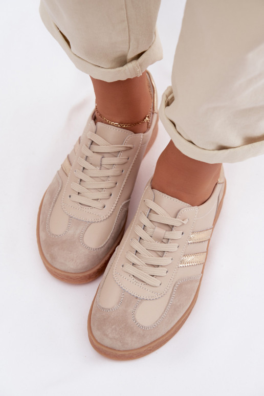 Zapatillas de mujer de cuero S.Barski LR61-7059 arena