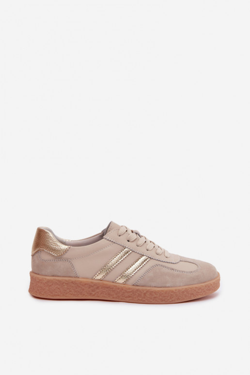 Zapatillas de mujer de cuero S.Barski LR61-7059 arena