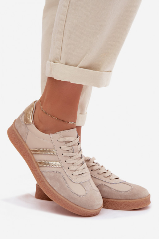 Zapatillas de mujer de cuero S.Barski LR61-7059 arena