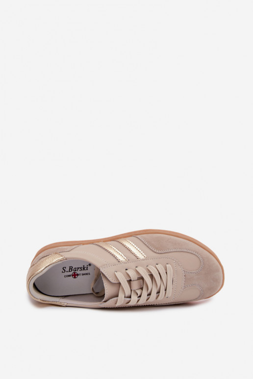 Zapatillas de mujer de cuero S.Barski LR61-7059 arena