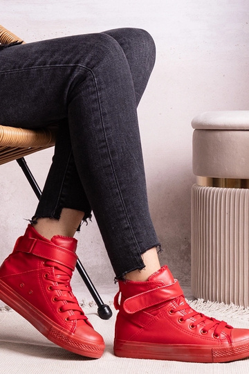 Zapatillas altas rojas de cuero sintético Bonbonita 2