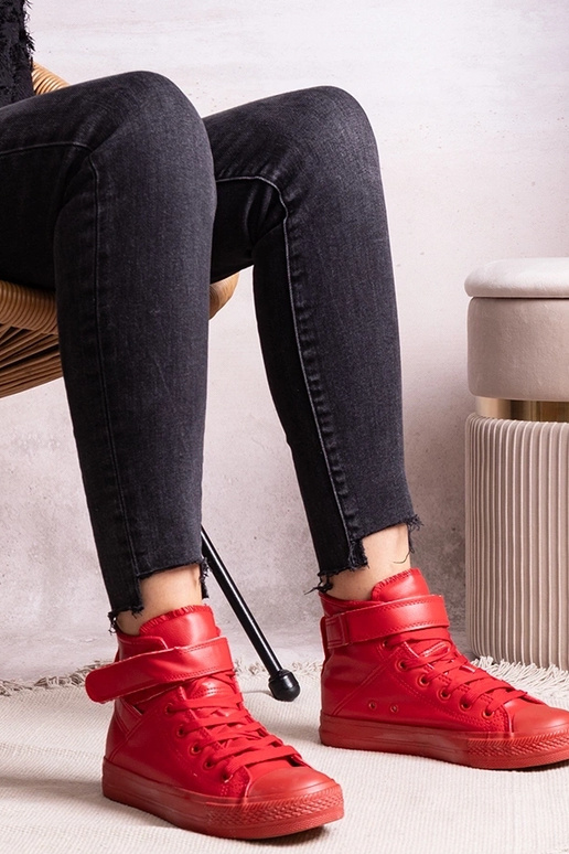 Zapatillas altas rojas de cuero sintético Bonbonita