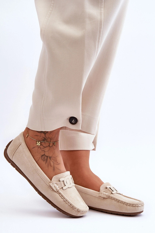 Mocasines de lujo de ante sintético color arena para mujer Rabell