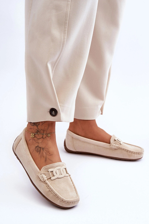 Mocasines de lujo de ante sintético color arena para mujer Rabell