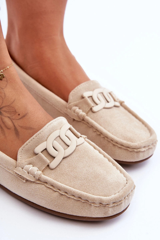 Mocasines de lujo de ante sintético color arena para mujer Rabell