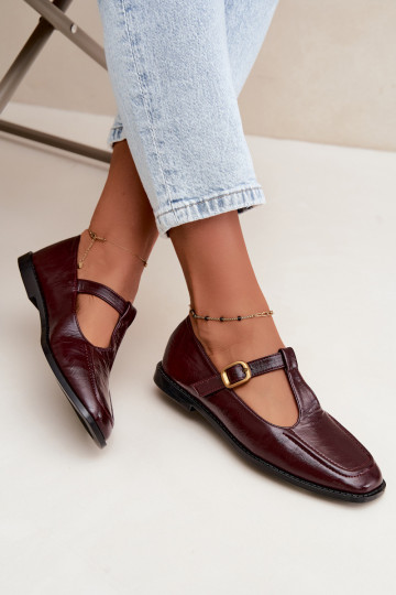 Zapatos burdeos de cuero sintético con correas Bonnia 2