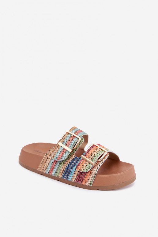 Chanclas doradas para mujer con hebillas y plataforma en varios colores Meretta