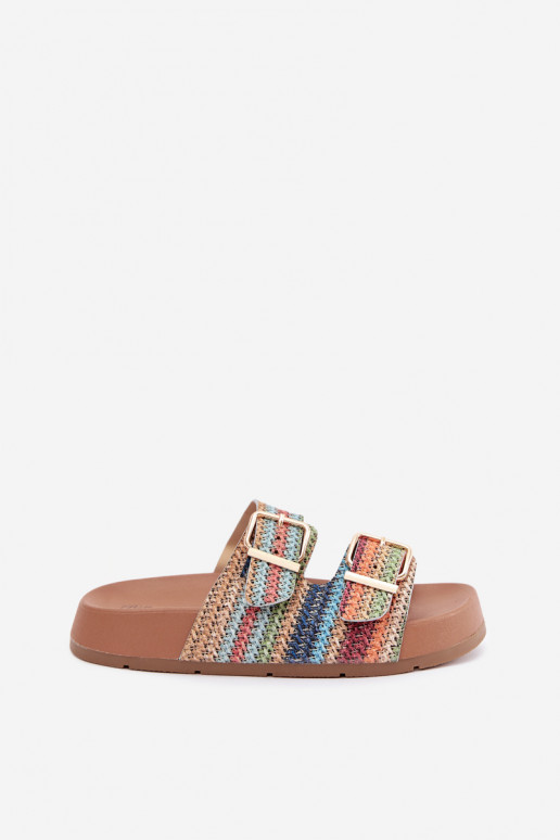 Chanclas doradas para mujer con hebillas y plataforma en varios colores Meretta