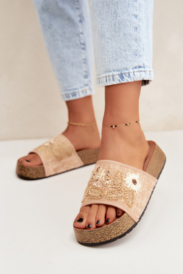 Chanclas de plataforma de arena para mujer con decoración Ledina 2