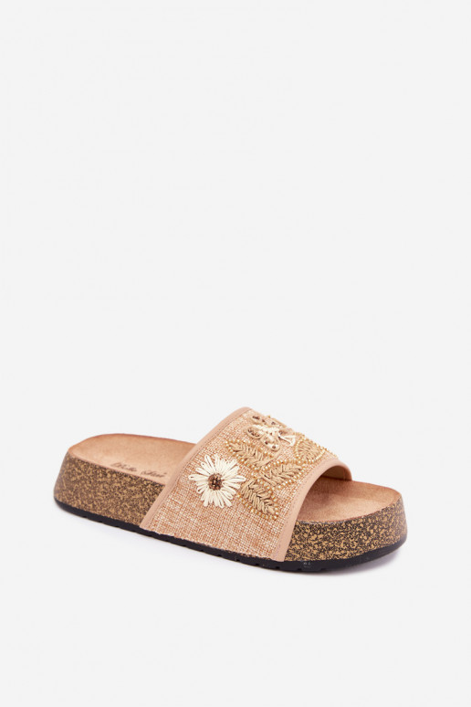 Chanclas de plataforma de arena para mujer con decoración Ledina