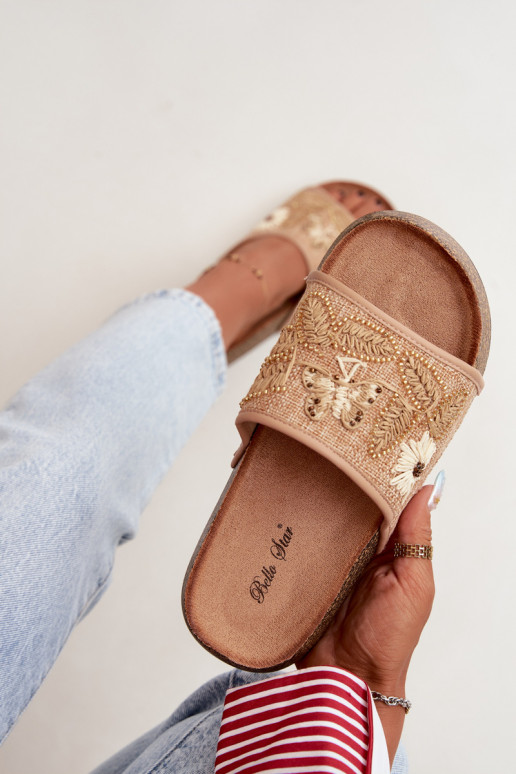Chanclas de plataforma de arena para mujer con decoración Ledina