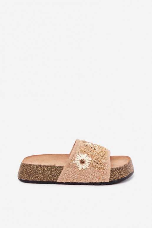 Chanclas de plataforma de arena para mujer con decoración Ledina
