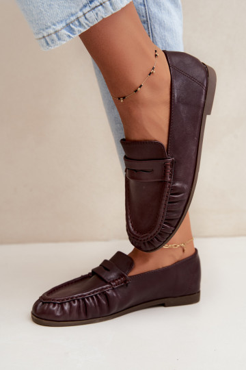 Mocasines de mujer con volantes en color burdeos Sabley