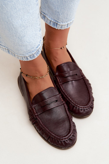 Mocasines de mujer con volantes en color burdeos Sabley 2