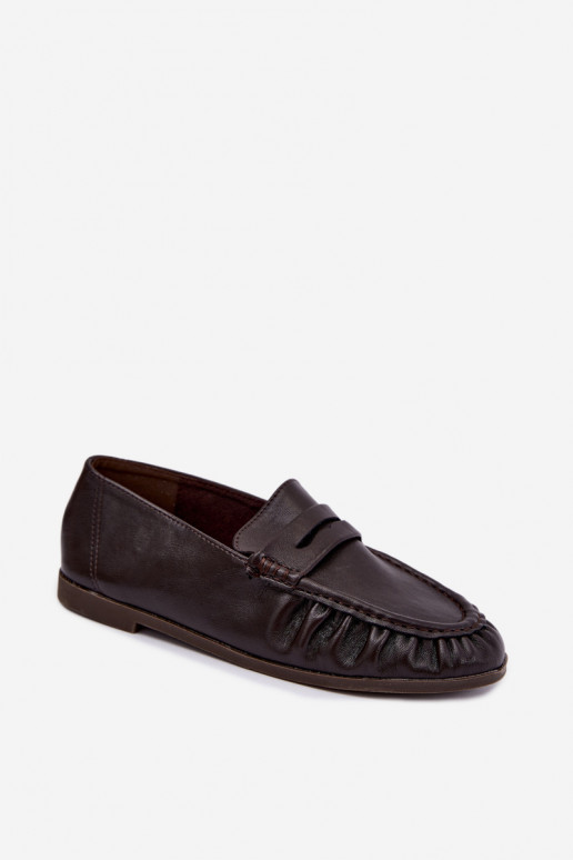 Mocasines de mujer con volantes en color chocolate Sabley