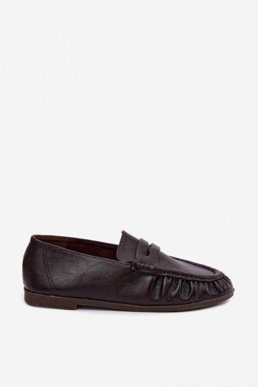 Mocasines de mujer con volantes en color chocolate Sabley