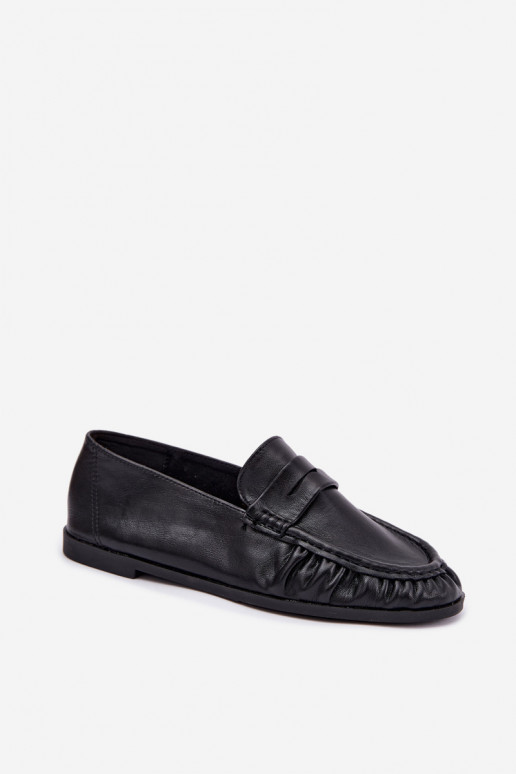 Mocasines de mujer con volantes en color negro Sabley