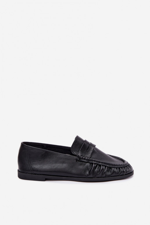 Mocasines de mujer con volantes en color negro Sabley