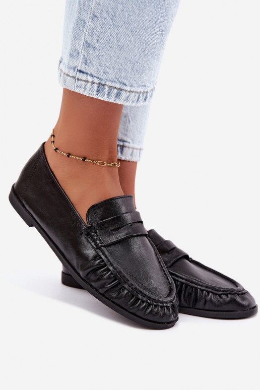 Mocasines de mujer con volantes en color negro Sabley