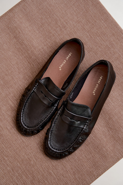 Mocasines de mujer con volantes en color negro Sabley