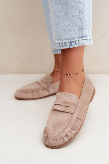 Mocasines de mujer con volantes de ante sintético en color arena Sabley 2