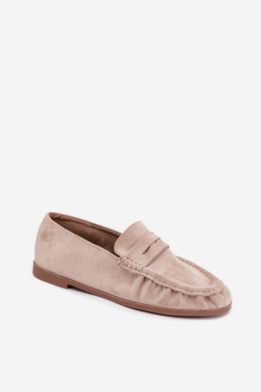 Mocasines de mujer con volantes de ante sintético en color arena Sabley