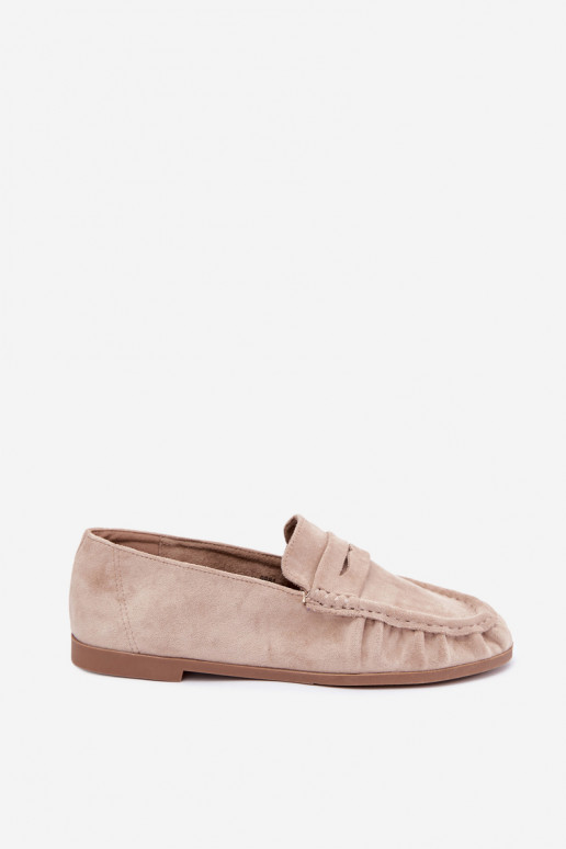 Mocasines de mujer con volantes de ante sintético en color arena Sabley
