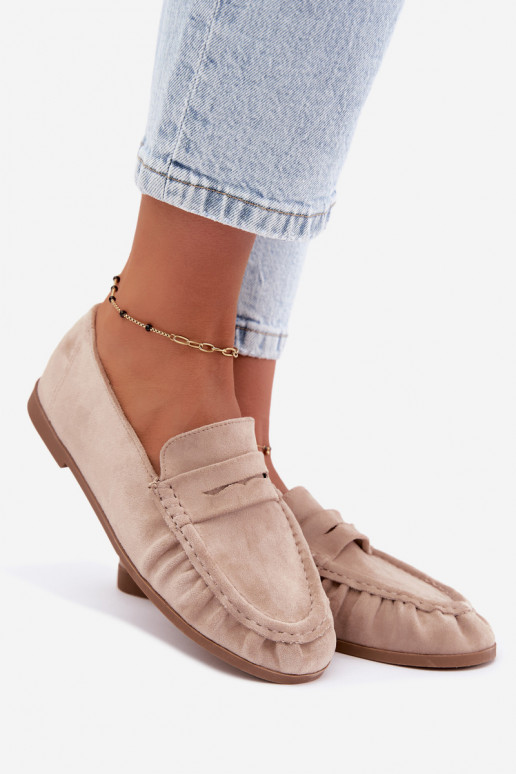 Mocasines de mujer con volantes de ante sintético en color arena Sabley