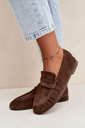 Mocasines de mujer con volantes de ante sintético en color marrón Sabley 2