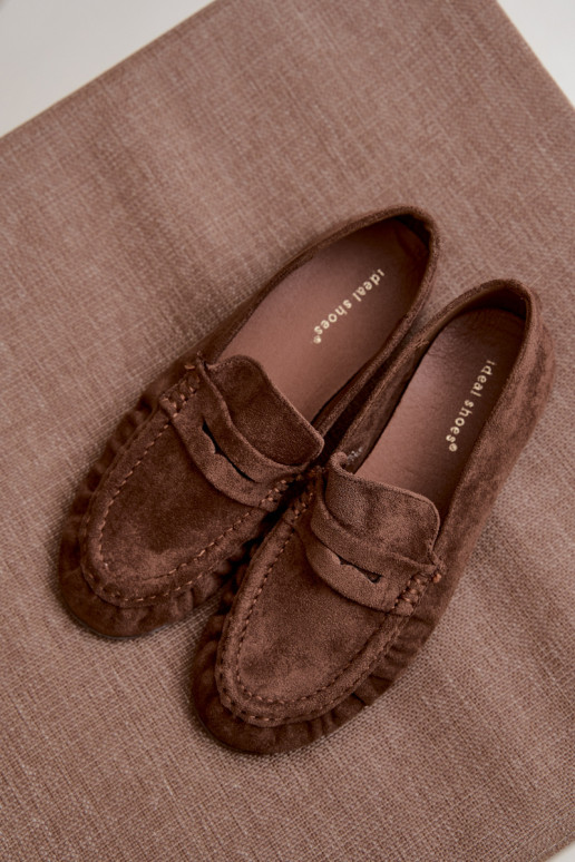 Mocasines de mujer con volantes de ante sintético en color marrón Sabley