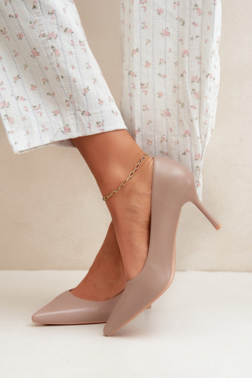 Zapatos de tacón clásicos caqui de cuero sintético Nesha 2