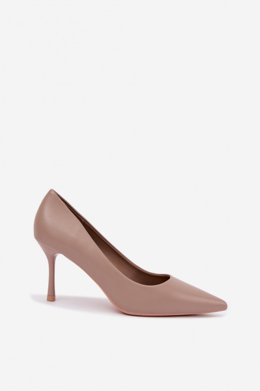 Zapatos de tacón clásicos caqui de cuero sintético Nesha