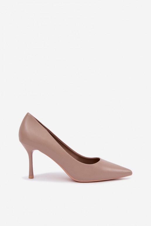 Zapatos de tacón clásicos caqui de cuero sintético Nesha