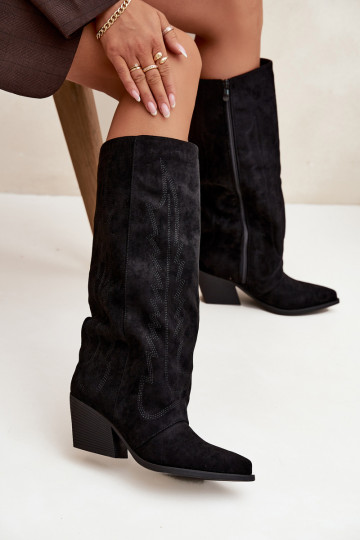Botas altas negras de estilo vaquero con tacones Isalina