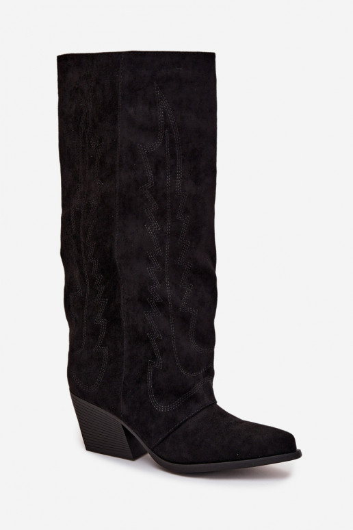 Botas altas negras de estilo vaquero con tacones Isalina