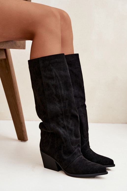 Botas altas negras de estilo vaquero con tacones Isalina