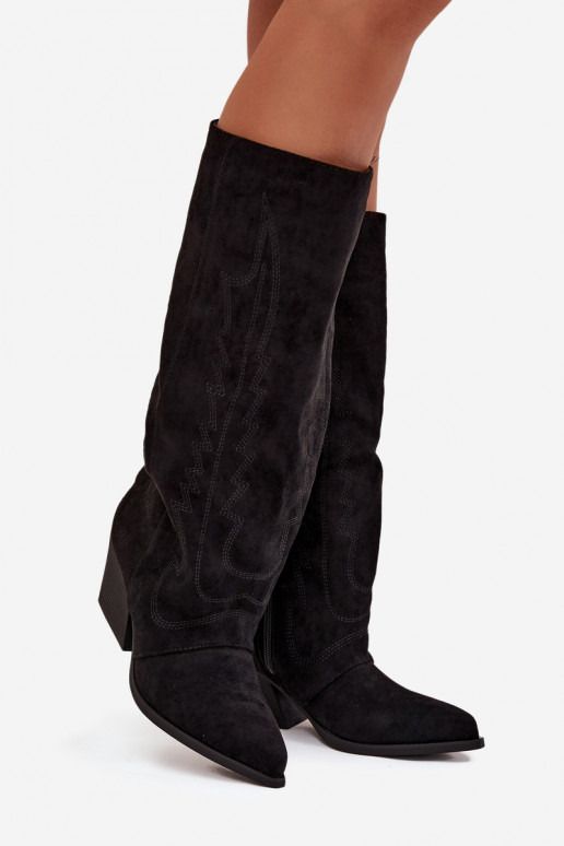 Botas altas negras de estilo vaquero con tacones Isalina