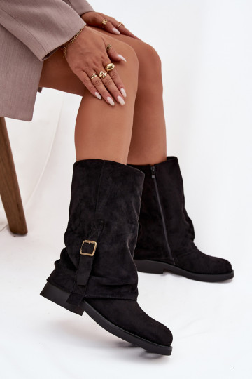 Botines negros para mujer con hebillas hasta la mitad de la pantorrilla Minelle 2