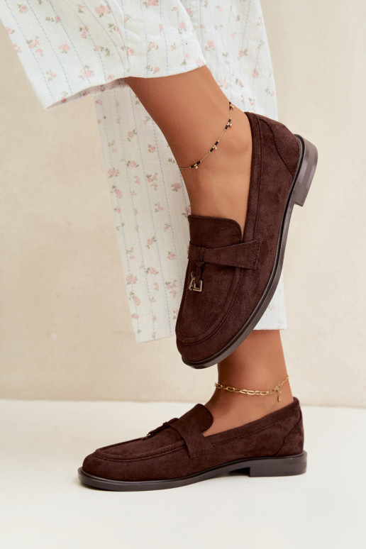 mocasines para mujer de ante sintético color chocolate Raylie