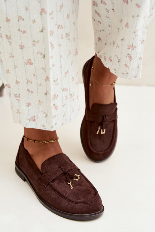 mocasines para mujer de ante sintético color chocolate Raylie