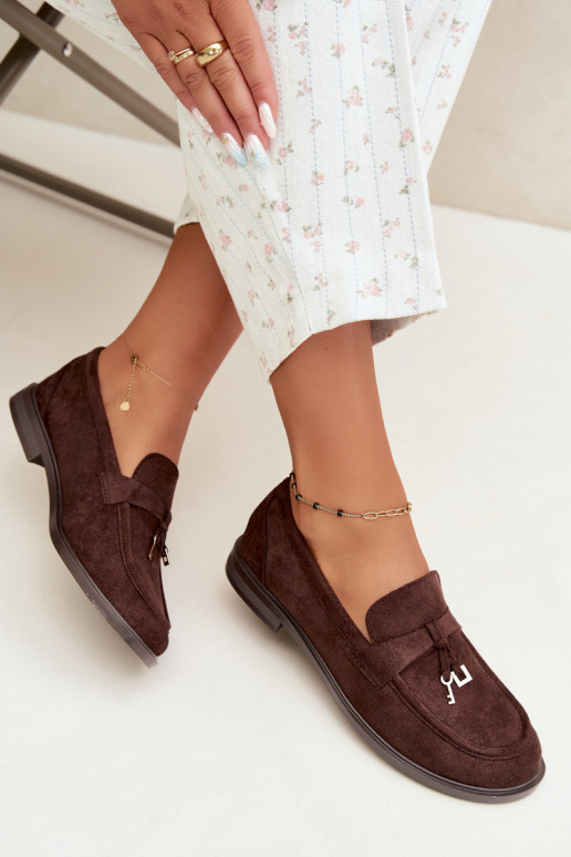mocasines para mujer de ante sintético color chocolate Raylie