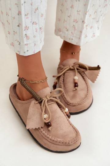 Zapatillas Mule FemeninoFutrzaną ENkładką beige Melia