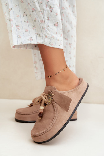 Zapatillas Mule FemeninoFutrzaną ENkładką beige Melia 2
