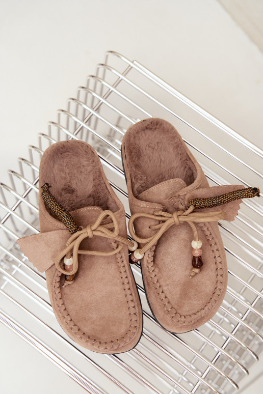 zapatillas de mujer Mule con piel color arena Melia