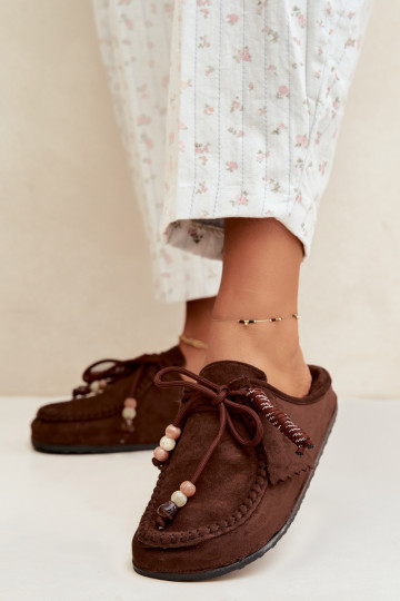 Zapatillas Mule FemeninoFutrzaną ENkładką CzekoladoAe Melia 2